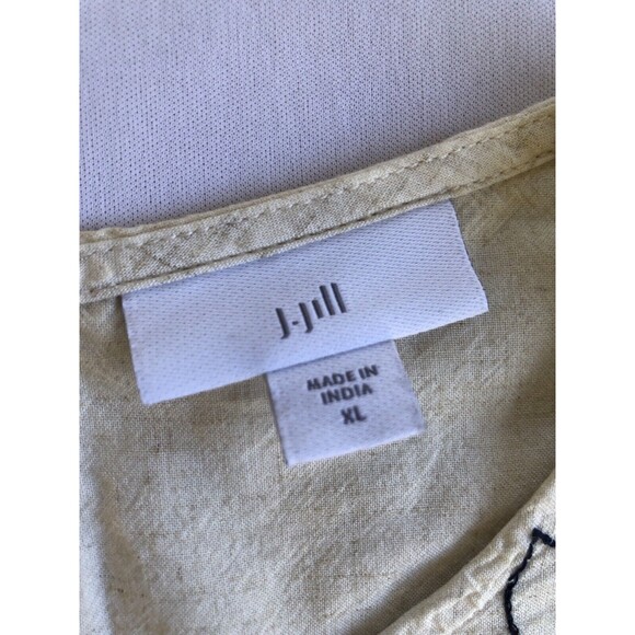 J. Jill Linen Blend Botanical Gardens Embroidered Top Size XL - Picture 8 of 10